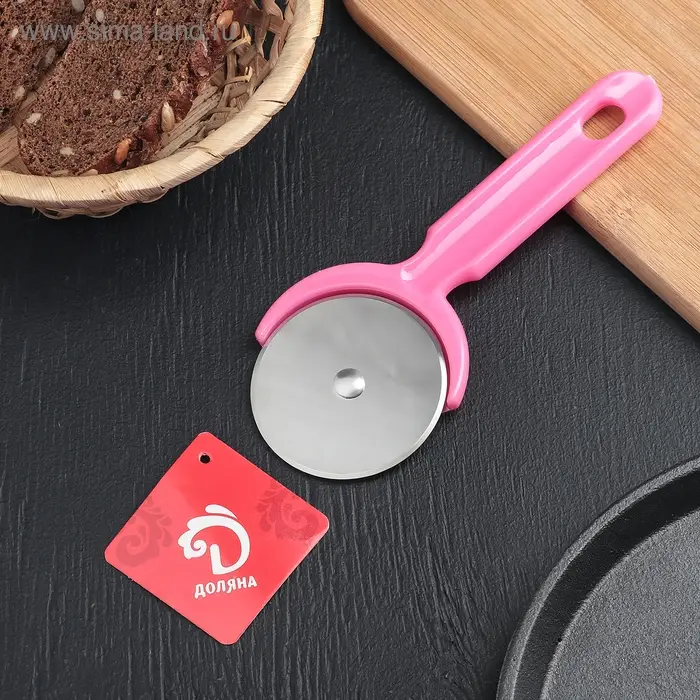 Нож для пиццы и теста Доляна «Наклон», 16,5 см, цвет МИКС Нож для пиццы и теста Доляна «Наклон», 16,5 см, цвет МИКС