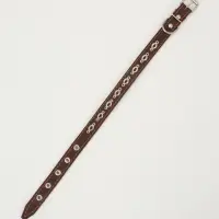 Ошейник украшенный, 45&times;2 см, ОШ 25-35 см, на синтепоне, кожа, дизайн МИКС, коричневый