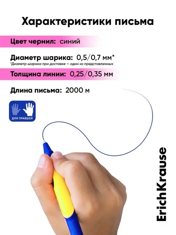 Набор ручек шариковых ErichKrause ErgoLine Grip Neon, SuperGlide, 2 штуки, уз 0.5 мм, син