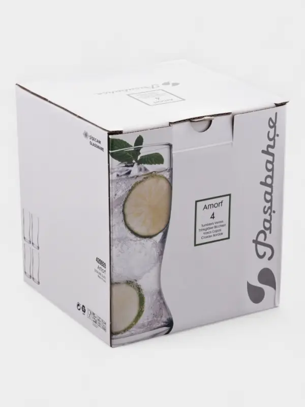 Набор стаканов Amorf, 400 мл, 4 шт., стекло, прозрачный