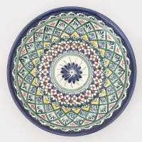 Ляган узбекский Риштанская керамика &laquo;Узоры&raquo;, для плова, d=24.5 см, синий