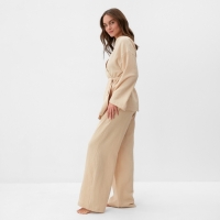 Комплект женский (рубашка на запах, брюки) KAFTAN Basic р.40-42, молочный