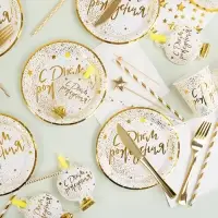 Карнавальные язычки гудки "С Днем Рождения" (сверкающие блестки), 11 см, 6 шт. в упак.