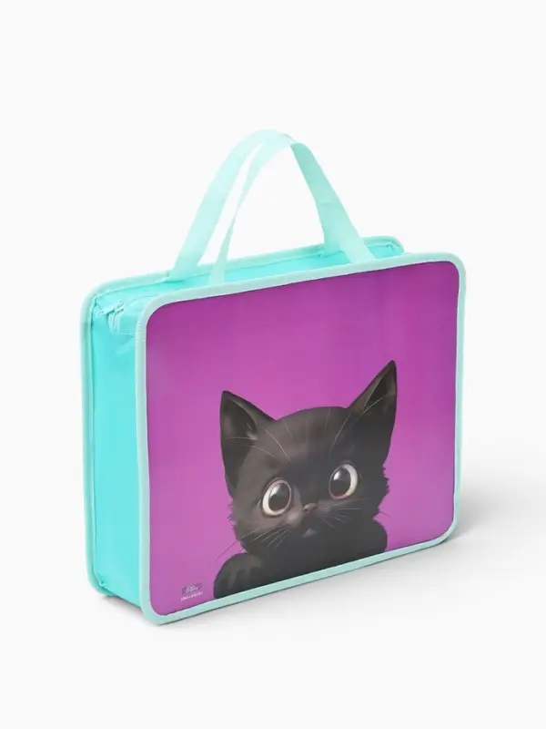 Папка для труда, А4, пластиковая, 33&times;26&times;7.5 см &laquo;Котик черный&raquo; МИКС