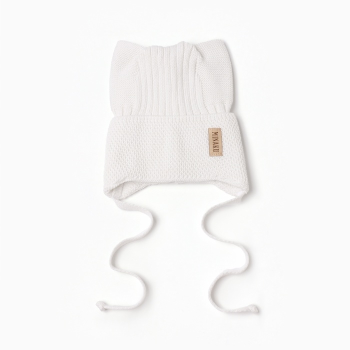 Шапка детская с ушками MINAKU р-р 46-48, цвет молочный Шапка детская с ушками MINAKU р-р 46-48, цвет молочный