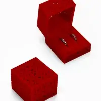 Футляр под парные кольца, серьги, запонки &laquo;Кружево&raquo;, бархатный, 5.5&times;6.5 см, красный