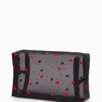 Косметичка дор Сердца, сетка 18*7,5*10, отд на молнии, черный Косметичка дор Сердца, сетка 18*7,5*10, отд на молнии, черный