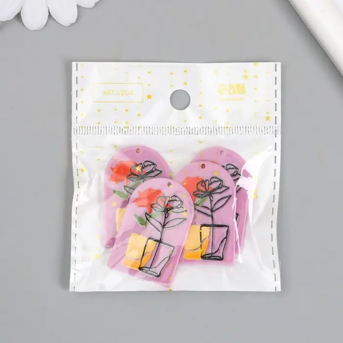 Декор для творчества акрил "Роза в стакане" 0,2х2,6х3,9 см