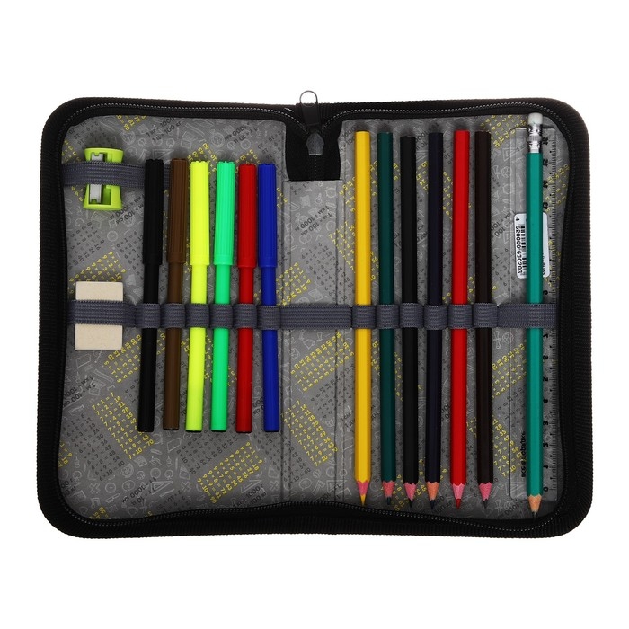 Пенал 1 секция, 115 х 205 мм, с наполнением 16 предметов, Calligrata Пенал 1 секция, 115 х 205 мм, с наполнением 16 предметов, Calligrata "Тачка" ламинированный картон, 30П26/set