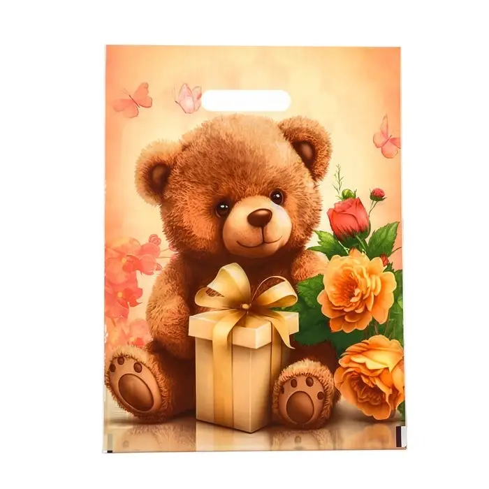 Пакет «Плюшевый мишка», полиэтиленовый с вырубной ручкой, 30×40 см, 50 мк