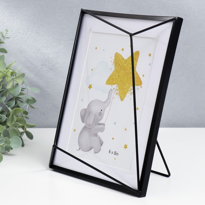 Фоторамка металл на 1 фото 15х20 см  Фоторамка металл на 1 фото 15х20 см "Лофт. Преломление углов" чёрная паспарту 25,2х20,4х5 см   75108