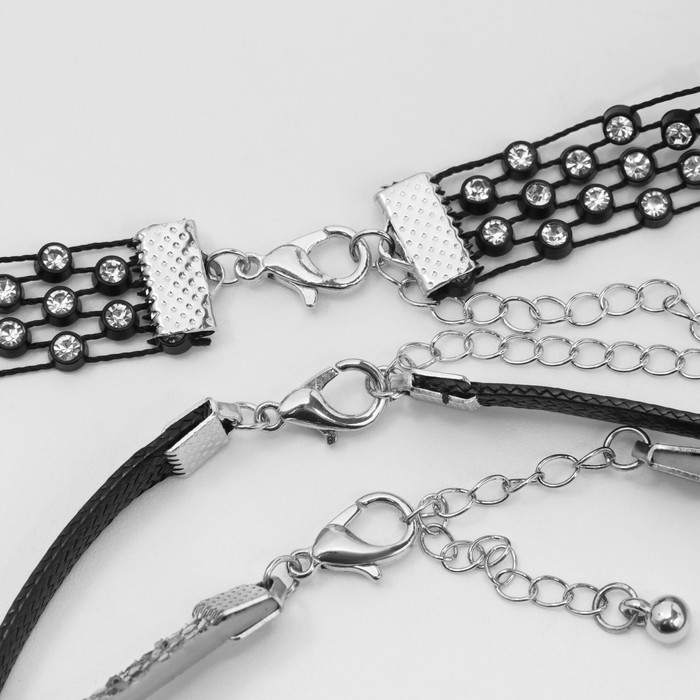 Чокер «Трио» ледяное сердце (набор 3 шт.), цвет чёрно-серебряный, 34 см Чокер «Трио» ледяное сердце (набор 3 шт.), цвет чёрно-серебряный, 34 см