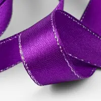 Лента атласная, с серебряным люрексом, 15 мм, 23&plusmn;1 м, фиолетовая №35