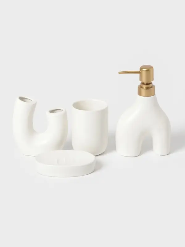 Набор для ванной Набор для ванной "Равновесие", 4 предмета (мыльница, дозатор для мыла, 2 стакана)