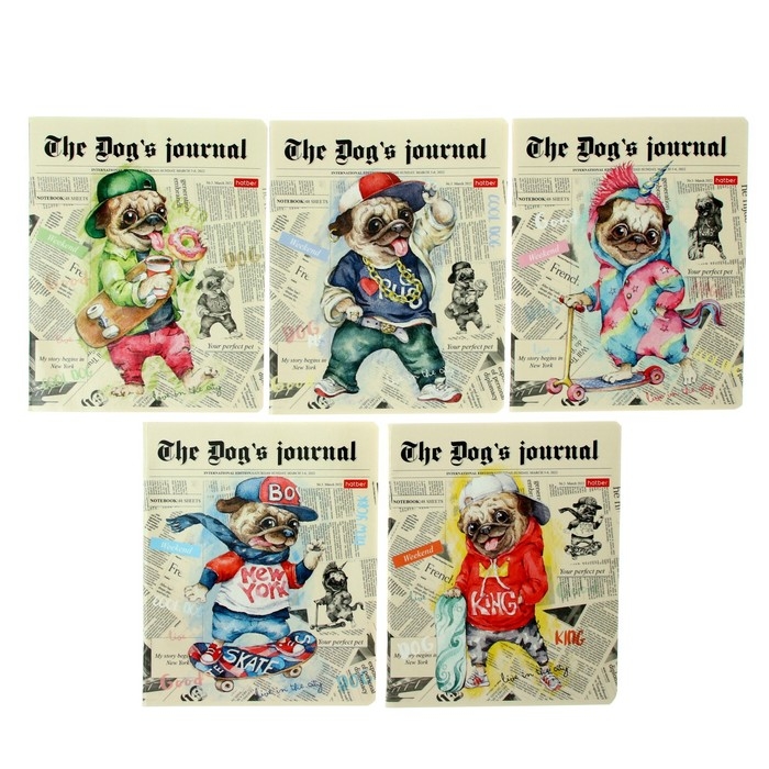 Тетрадь 48 листов в клетку Тетрадь 48 листов в клетку "Мопс LIFE", обложка мелованный картон, блок 65 г/м2, МИКС