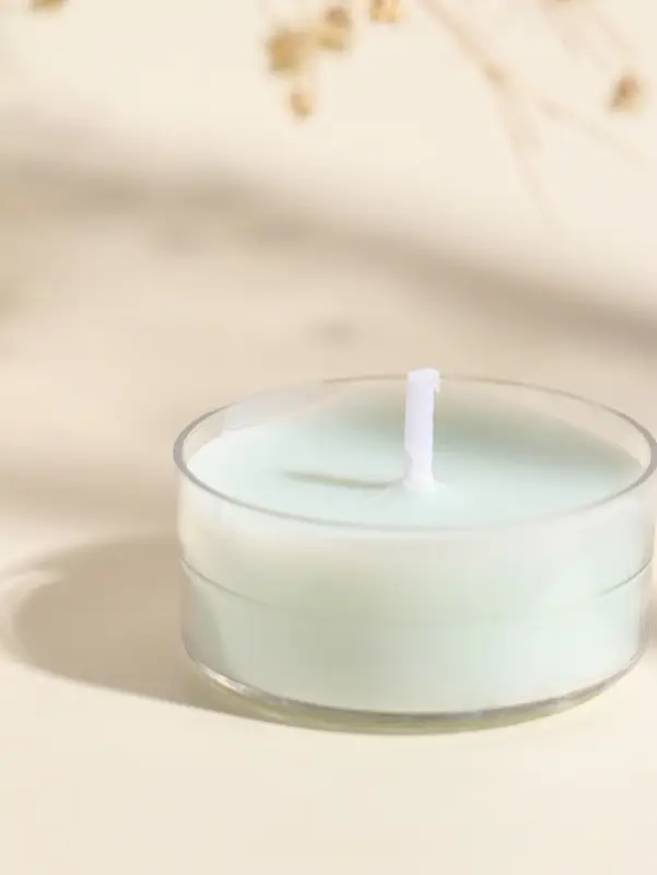 Чайная свеча ароматическая "Круглая" светло-голубая, аромат древесный 3,8х3,8х1,8 см