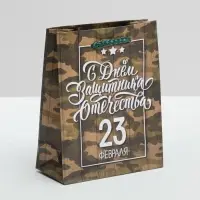 Пакет подарочный ламинированный, упаковка, «С 23 февраля», S 12 х 15 х 5.5 см