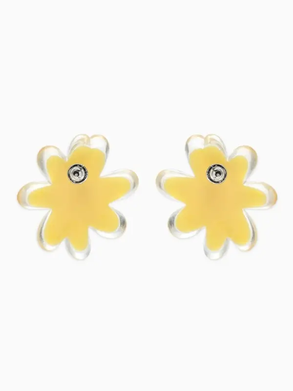Серьги пластик &laquo;Цветочек летний&raquo;, с блёсткой, жёлтые