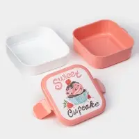 Ланч - бокс в школу IDEA &laquo;Капкейки&raquo;, 800 мл, 12.5&times;13&times;8.5 см, 2 отделения, пластик, бело-розовый