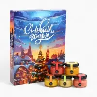 Адвент календарь с мёдом &laquo;С Новым Годом&raquo;, облепиха, кедровые орешки, малина, цитрус, клубника (12 шт. &times; 30 г)