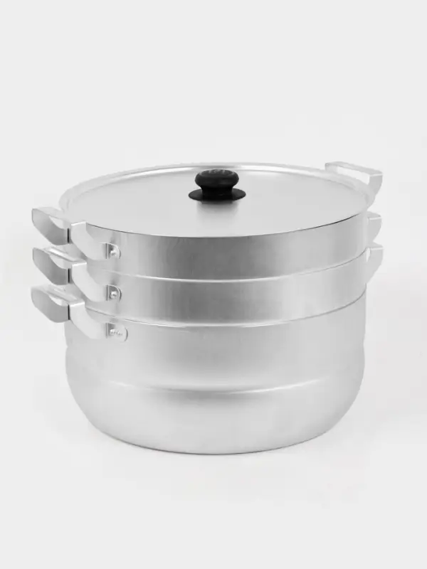 Манты-казан, 13 л, d=34 см, 2.7 кг, с 2 сетками, с крышкой, листовой алюминий 1.0-1.75 мм, серебристый