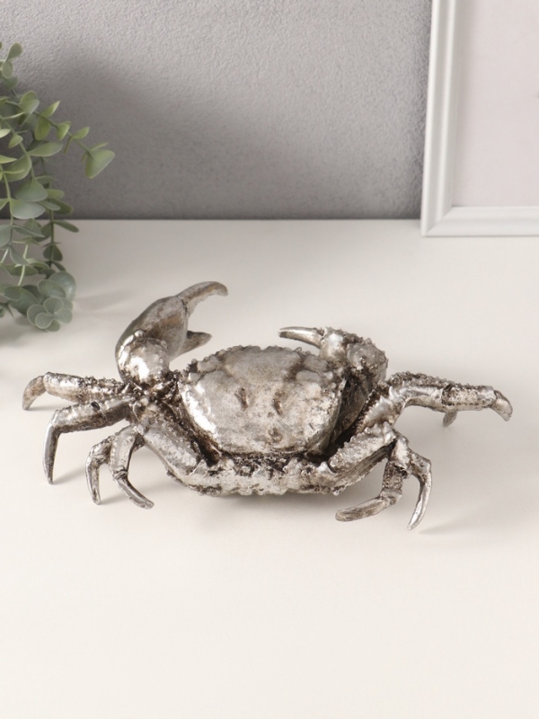 Сувенир полистоун "Серебристый краб" 30х19,5х7 см