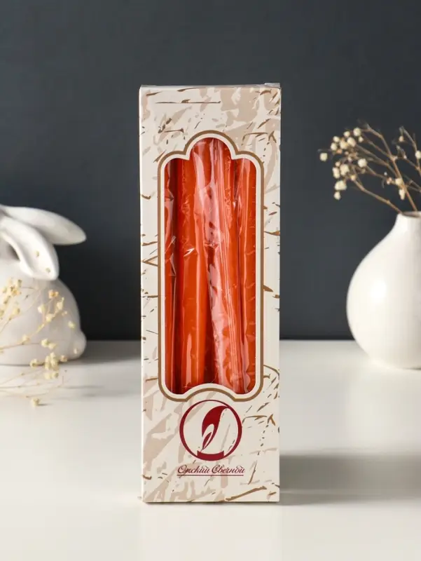 Набор свечей античных, 2.3&times;24.5 см, 5 ч, 55 г, 4 шт., оранжевый