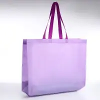 Сумка пляжная без застёжки, 45&times;12&times;35 см, однотонная, сиреневая