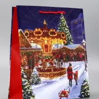Пакет подарочный новогодний ламинированный, &laquo;Новогодний парк&raquo;, 26&times;12&times;32 см