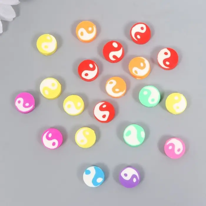 Бусины для творчества PVC  Бусины для творчества PVC "Инь-ян на круге" цветные набор 20 шт 1х1х1 см