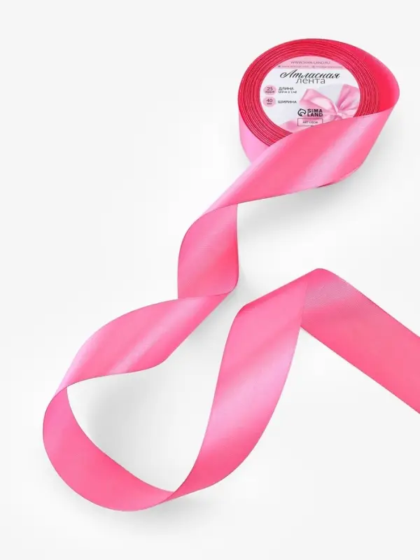 Лента атласная 40мм25&plusmn;1ярд(23м&plusmn;1м) СП розовый АУ