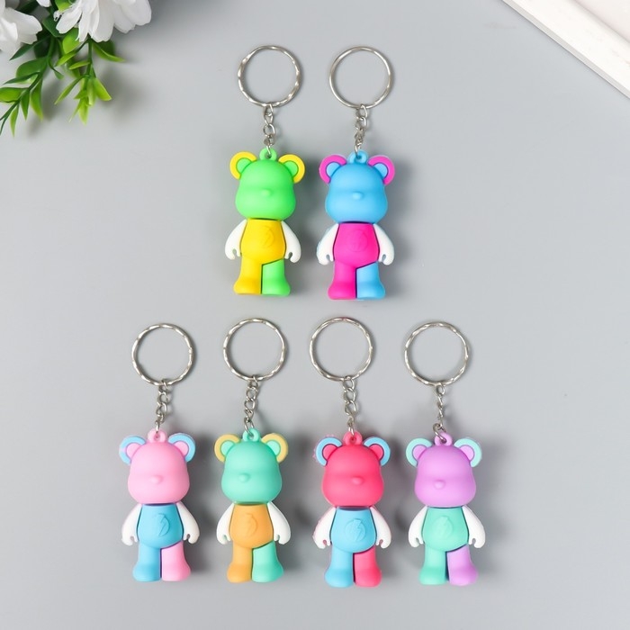 Брелок резина  Брелок резина "Разноцветный мишка" МИКС 3х2х5,5 см