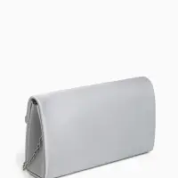 Сумка-клатч женская вечерняя на магните, на цепочке, с декоративной пряжкой, серебристая
