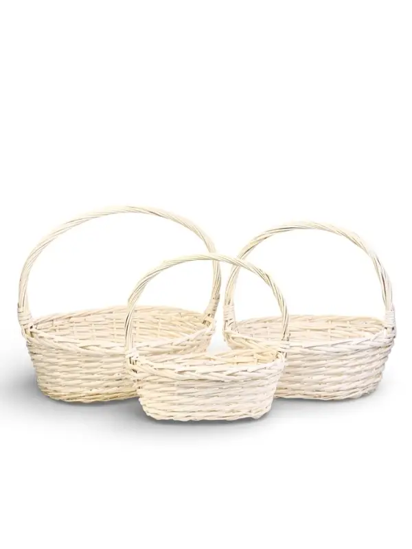 Набор корзин 3 шт ИВА 44x37x16 37х32x14 31х27x12 см ПЛЕТ ручка h=20/18/16 см бел