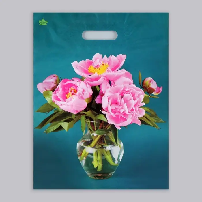 Пакет «Любимые пионы», полиэтиленовый с вырубной ручкой, 40×31 см, 60 мкм