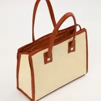 Сумка плетёная на молнии из пандана, 35&times;12&times;40 см, бежево-коричневая