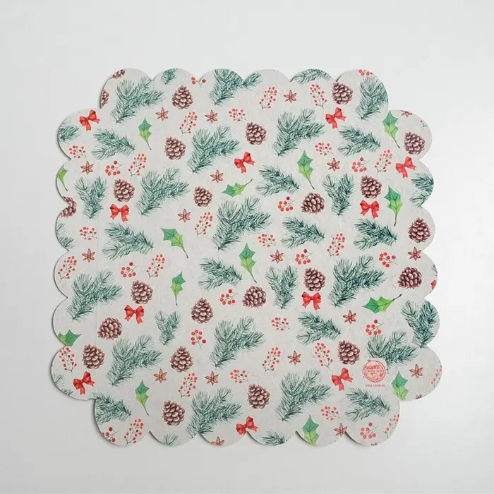 Коробка для кондитерских изделий новогодняя с пластиковой крышкой Winter time, 21&times;21&times;3 см