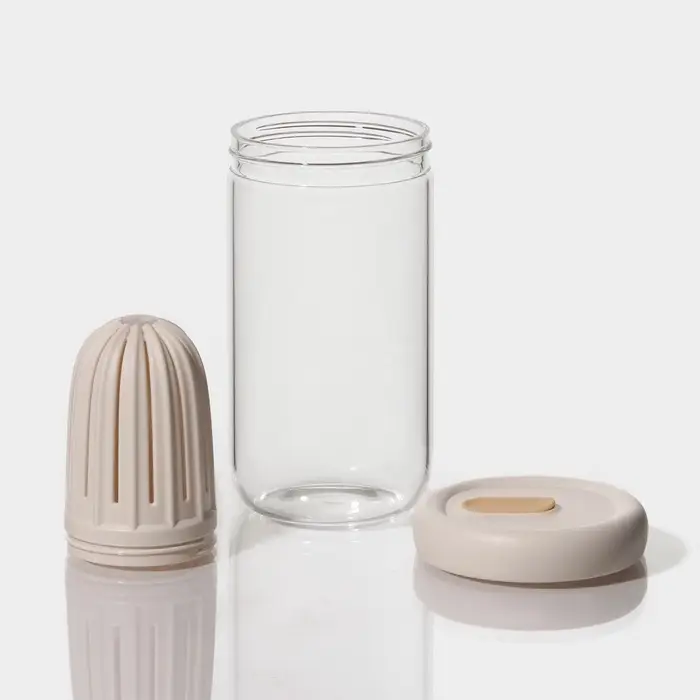 Стакан &laquo;Бьорн&raquo;, 450 мл, 9&times;15 см, с крышкой и трубочкой, стекло, прозрачный