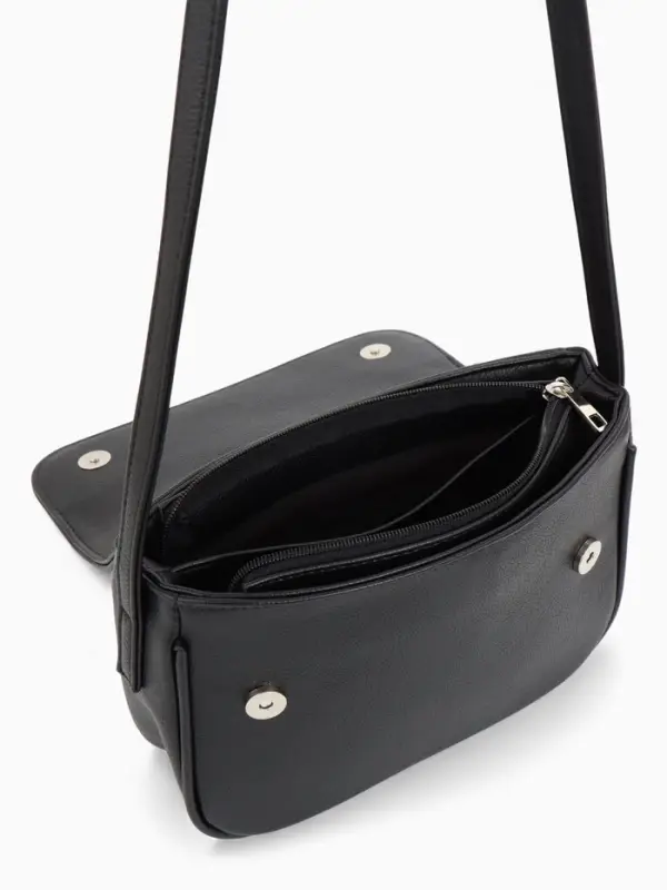 Сумка женская мессенджер TEXTURA на магните, 25&times;7.5&times;19 см, чёрный