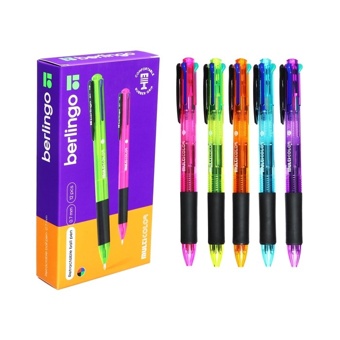 Ручка шариковая автоматическая 0.7 мм, Berlingo Ручка шариковая автоматическая 0.7 мм, Berlingo "Multicolor", микс 4 цвета