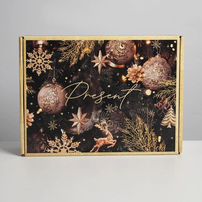 Коробка подарочная новогодняя складная Present, 30,7 х 22 х 9,5 см, Новый год Коробка подарочная новогодняя складная Present, 30,7 х 22 х 9,5 см, Новый год
