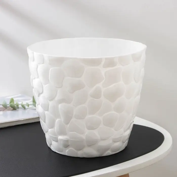 Горшок для цветов с поддоном IDEA &laquo;Камни&raquo;, 4.8 л, пластик, белый