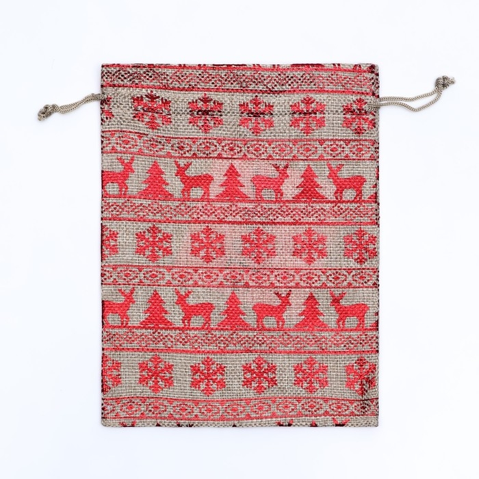 Новый год. Мешочек подарочный из холщи Новый год. Мешочек подарочный из холщи "Скандинавия", 15 х 20 см