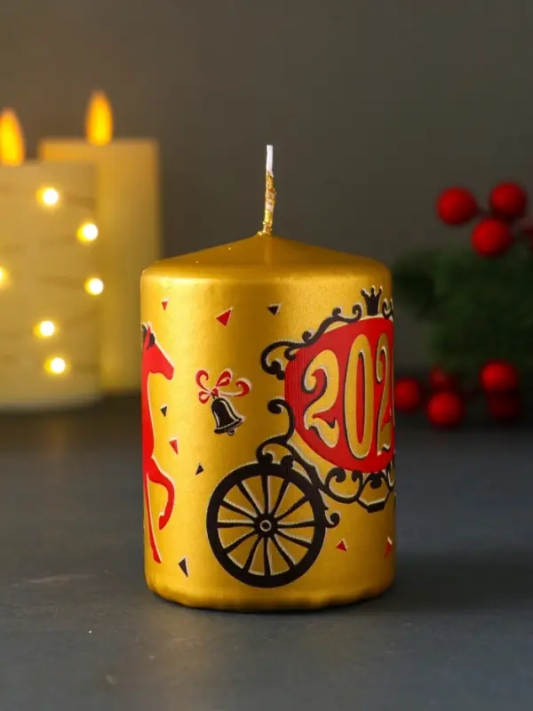Свеча новогодняя пеньковая "Лошадь. 2026" 6х6х8 см