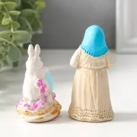 Статуэтки набор 2шт  "Пасхальный №1" девушка 9х4 см, заяц 8х4 см
