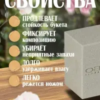 Губка флористическая для сухоцветов, букетов и цветов &laquo;Оазис Сухой кирпич&raquo;, 23&times;11&times;8 см