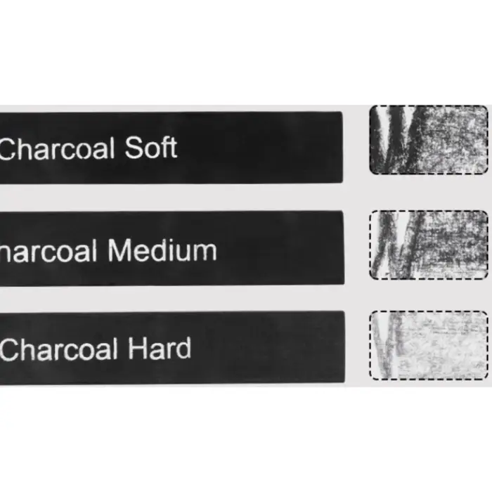 Уголь прессованный для рисования, чёрный, 6 штук в наборе (мягкий, средний, твёрдый)