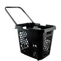 Корзина-тележка пластиковая 80 л, с 1 пластиковой ручкой, чёрная