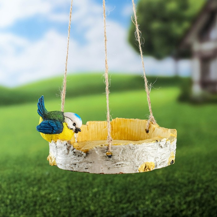 Подвесной декор  Подвесной декор "Кормушка с птичкой" 17х17х8см