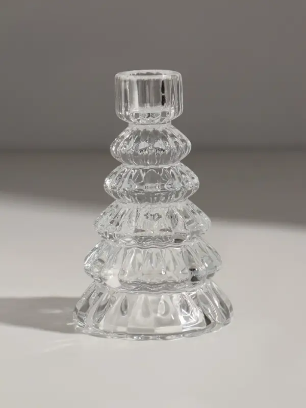 Подсвечник стекло  Подсвечник стекло "Ёлочка" прозрачный d=2 см 8,5х8,5х13,5 см